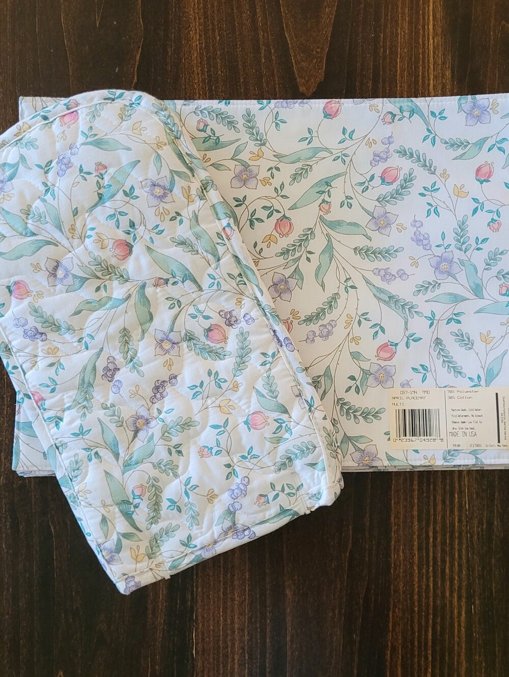 Vtg Pfaltzgraff APRIL Floral Kitchen Lot 6 Placemats NWT & Quilted Blender Cover